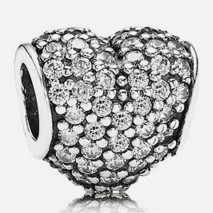 Pandora Genuine S925 ALE Silver Charm - PAVÉ HEART CHARM